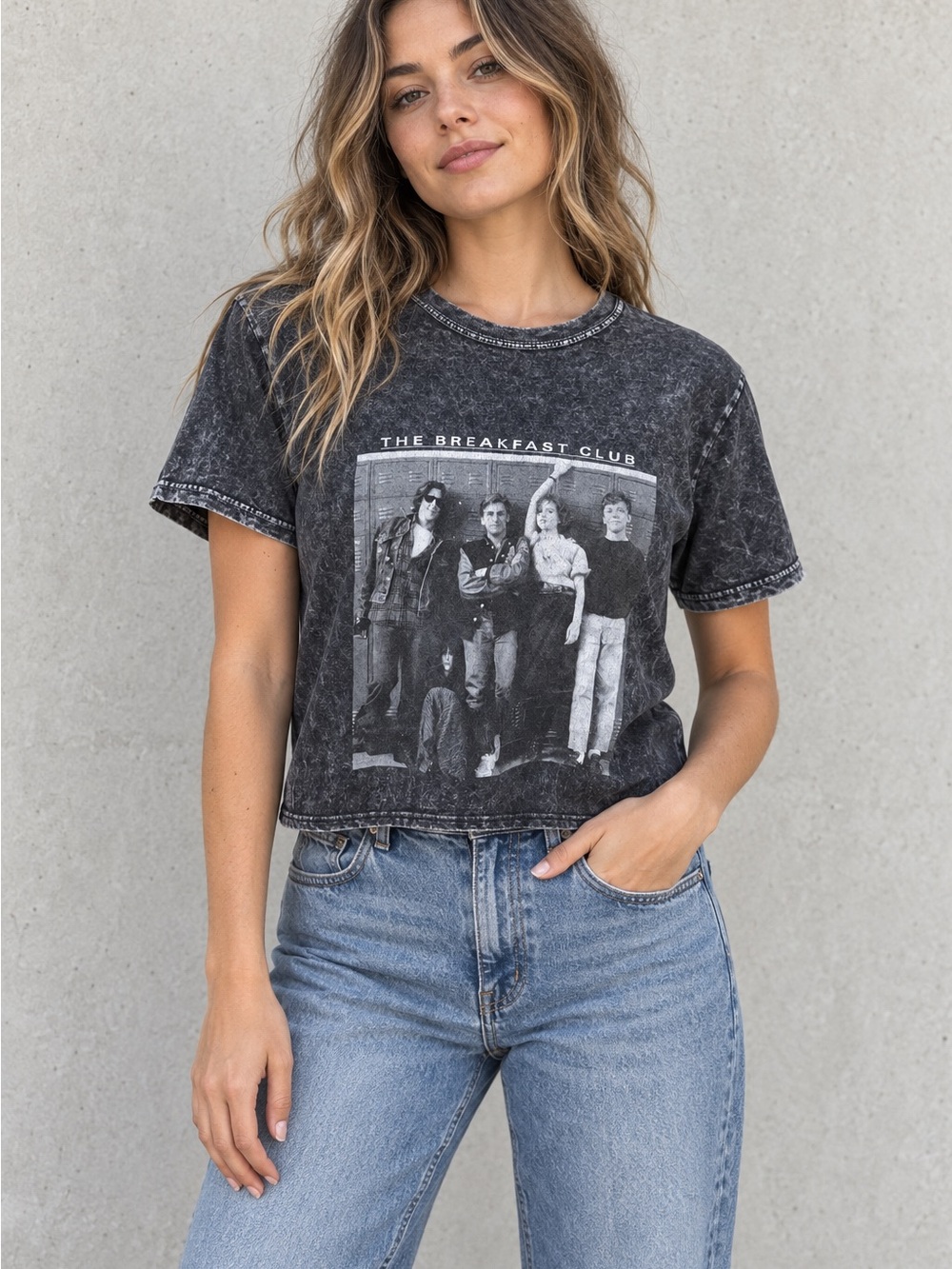 The Breakfast Club Women’s Small Acid Wash Graphic T-Shirt Movie Tee Cropped